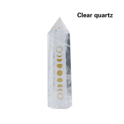 wickedafstore clear quartz / 8-9cm Moon Phases Natural Crystal Wands