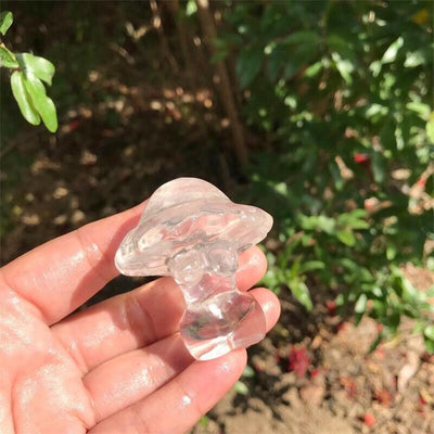 wickedafstore Clear Quartz Crystal Mushroom Ladies