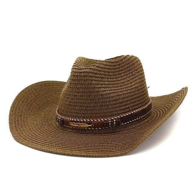 wickedafstore Coffee Cowgirl Straw Wide Brim Hat