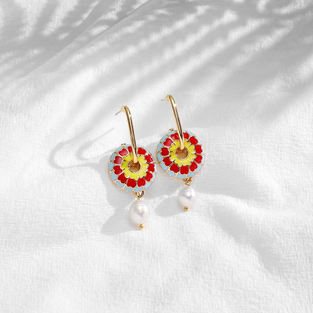wickedafstore Colorful 2 Round Style Earrings