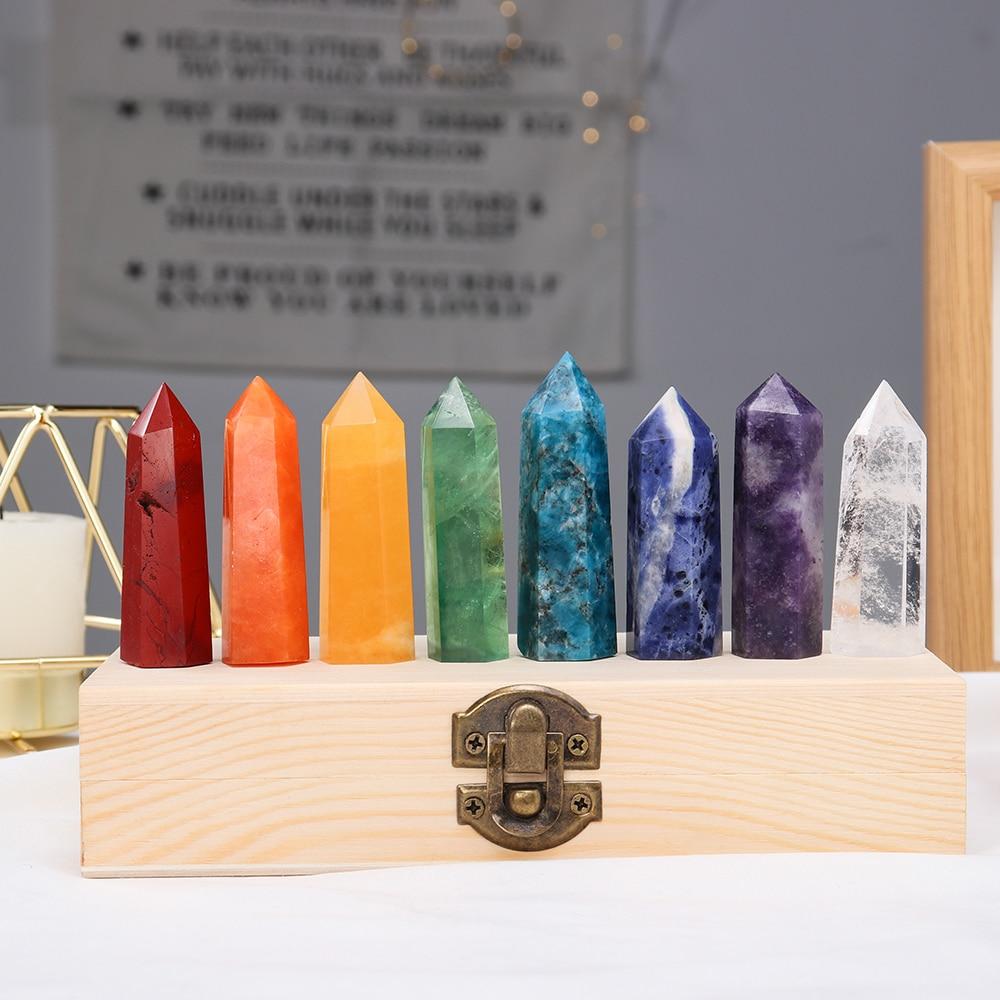 wickedafstore Colorful Natural Crystal Wands Gift Box