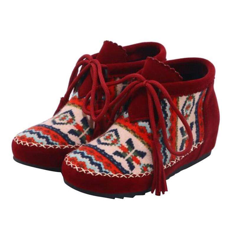 wickedafstore Colorful Vintage Ankle Boots
