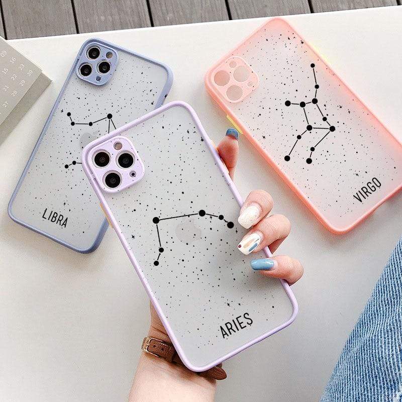 wickedafstore Twelve Constellations Phone Cases For iPhone X XR XS Max Case For iPhone 8 6s 7 Plus SE 2020 11 12 Pro Max Mini Hard Back Cover