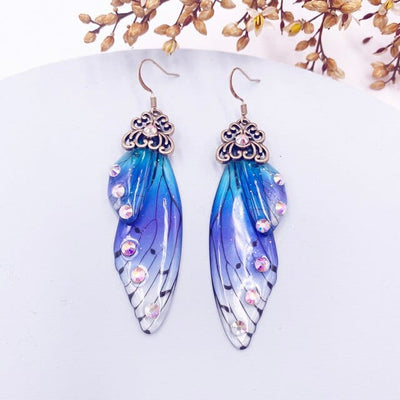 wickedafstore CP-Blue Fairy Wings Earrings Colorful Edition