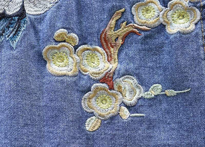 wickedafstore Crane Embroidered Denim Jacket (2 Colors)