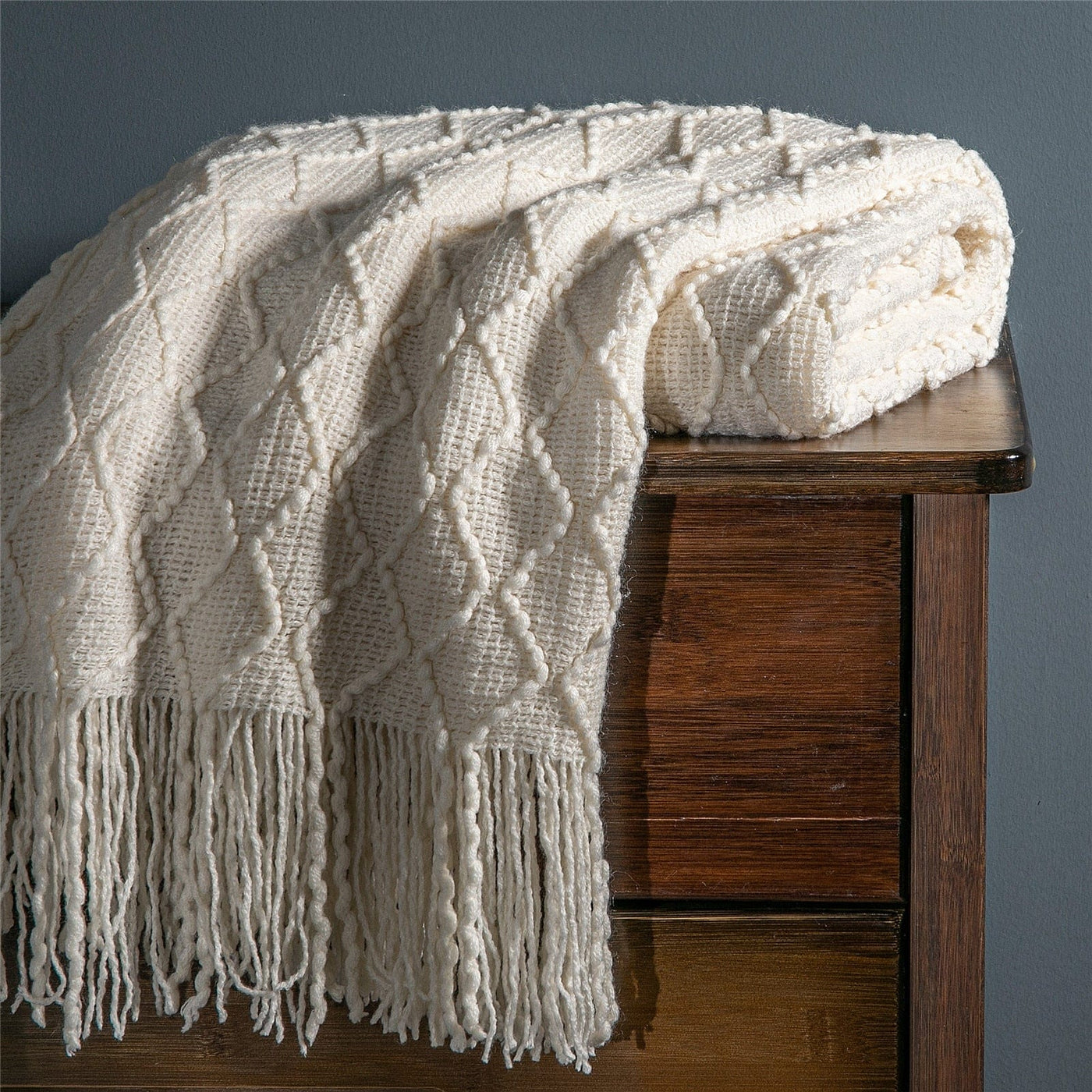 wickedafstore Cream / 130cm x 150cm/51.18'' x 59'' Electra Knitted Blanket