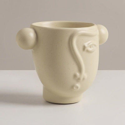 wickedafstore Cream Abstract Face Ceramic Mugs (3 Colors)