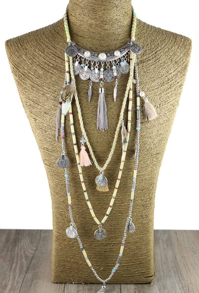 wickedafstore Cream Earthly Gypsy Statement Long Necklace