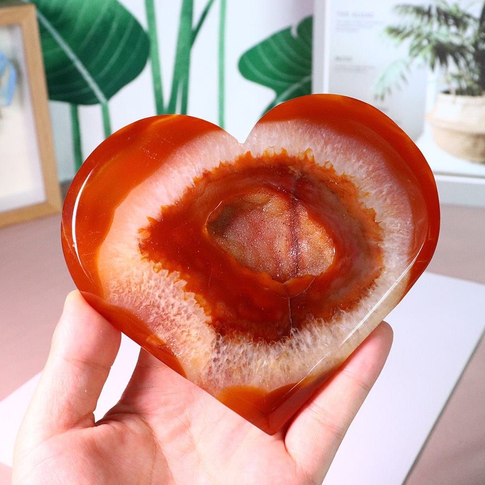 wickedafstore Crystal Carving Natural Carnelian Stone Heart Carving