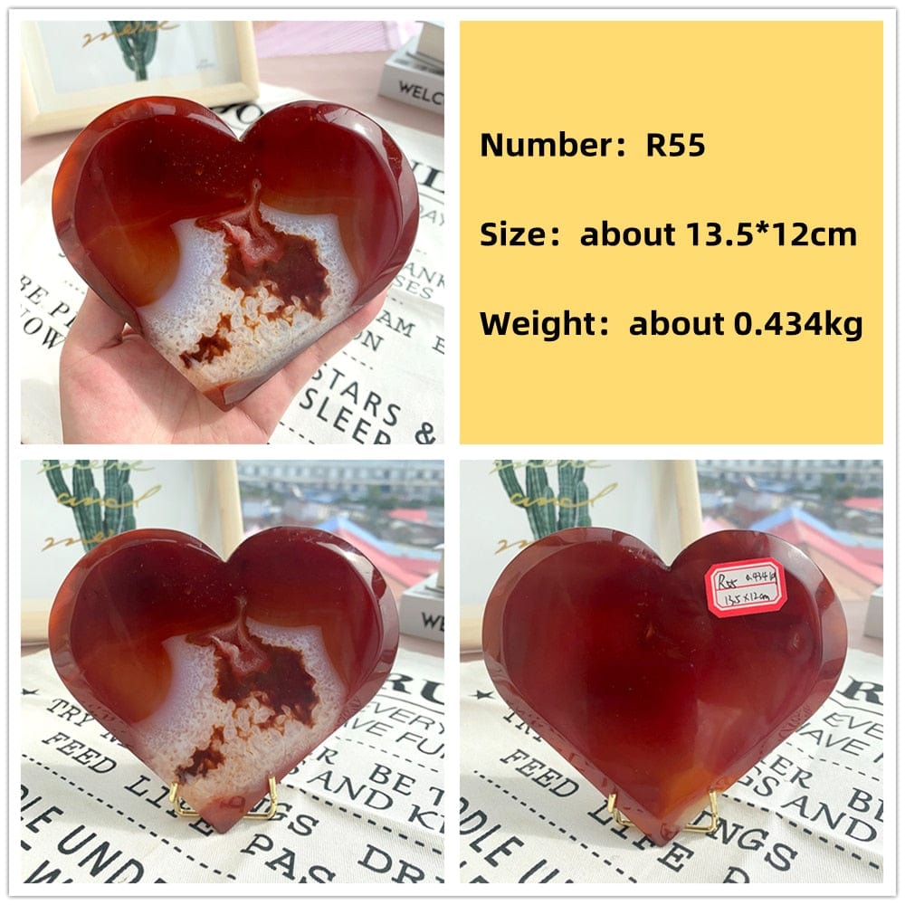 wickedafstore Crystal Carving R55 Natural Carnelian Stone Heart Carving