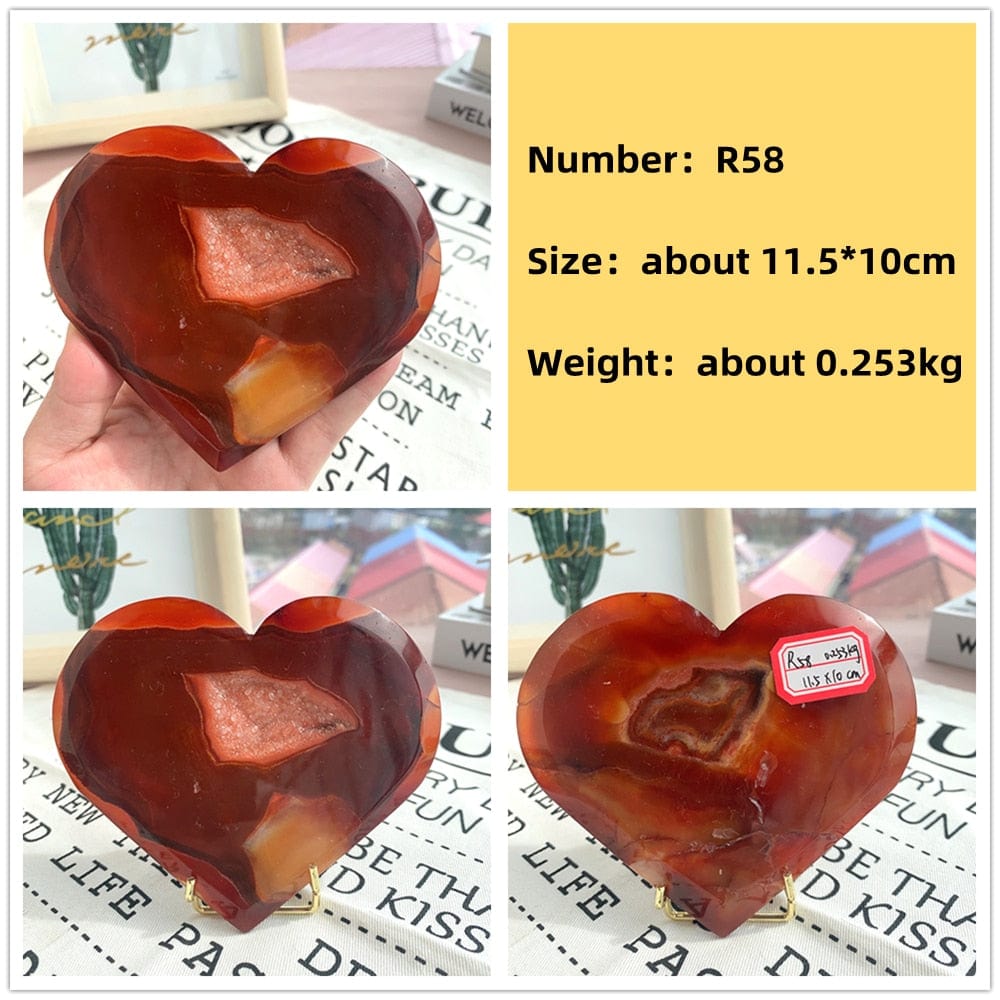 wickedafstore Crystal Carving R58 Natural Carnelian Stone Heart Carving