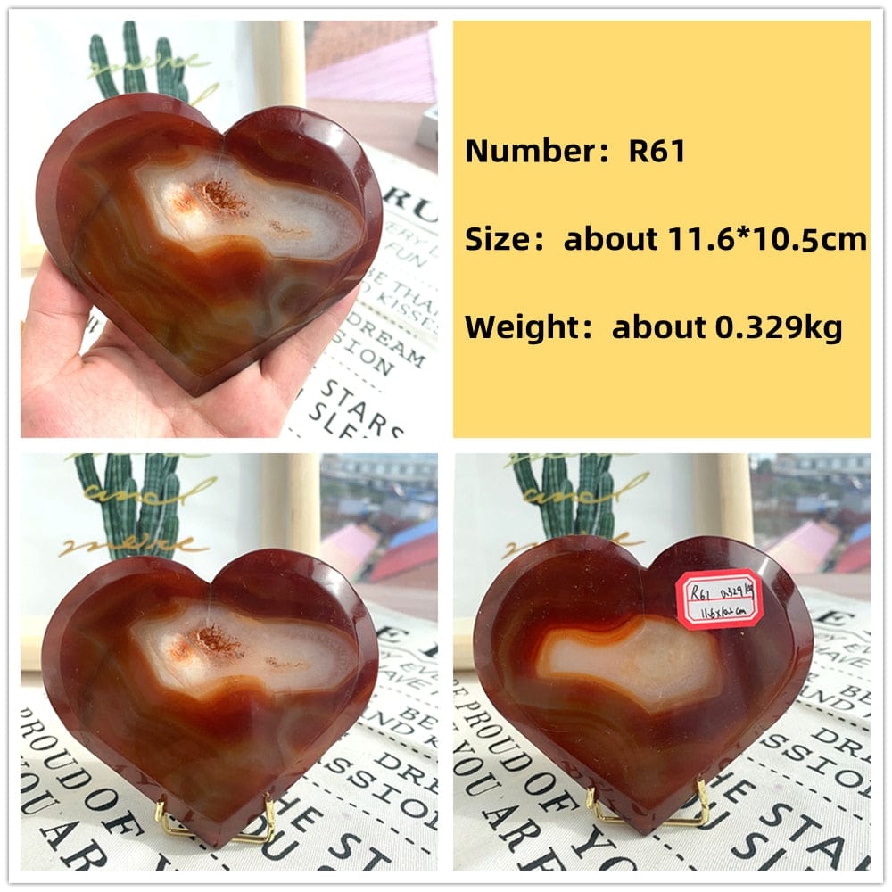 Natural Carnelian Stone Heart Carving - wickedafstore