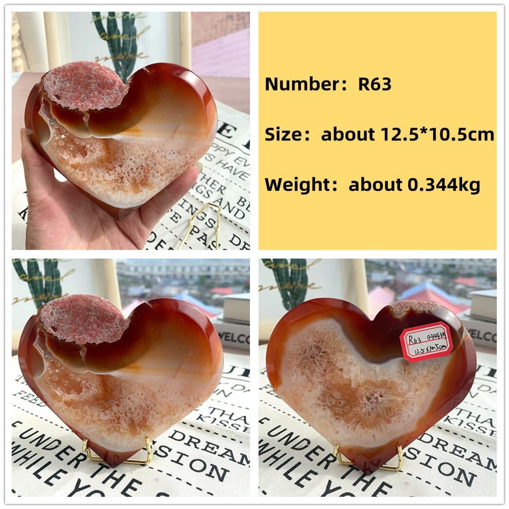 wickedafstore Crystal Carving R63 Natural Carnelian Stone Heart Carving