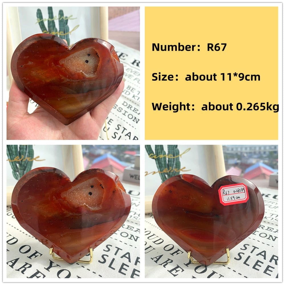 wickedafstore Crystal Carving R67 Natural Carnelian Stone Heart Carving