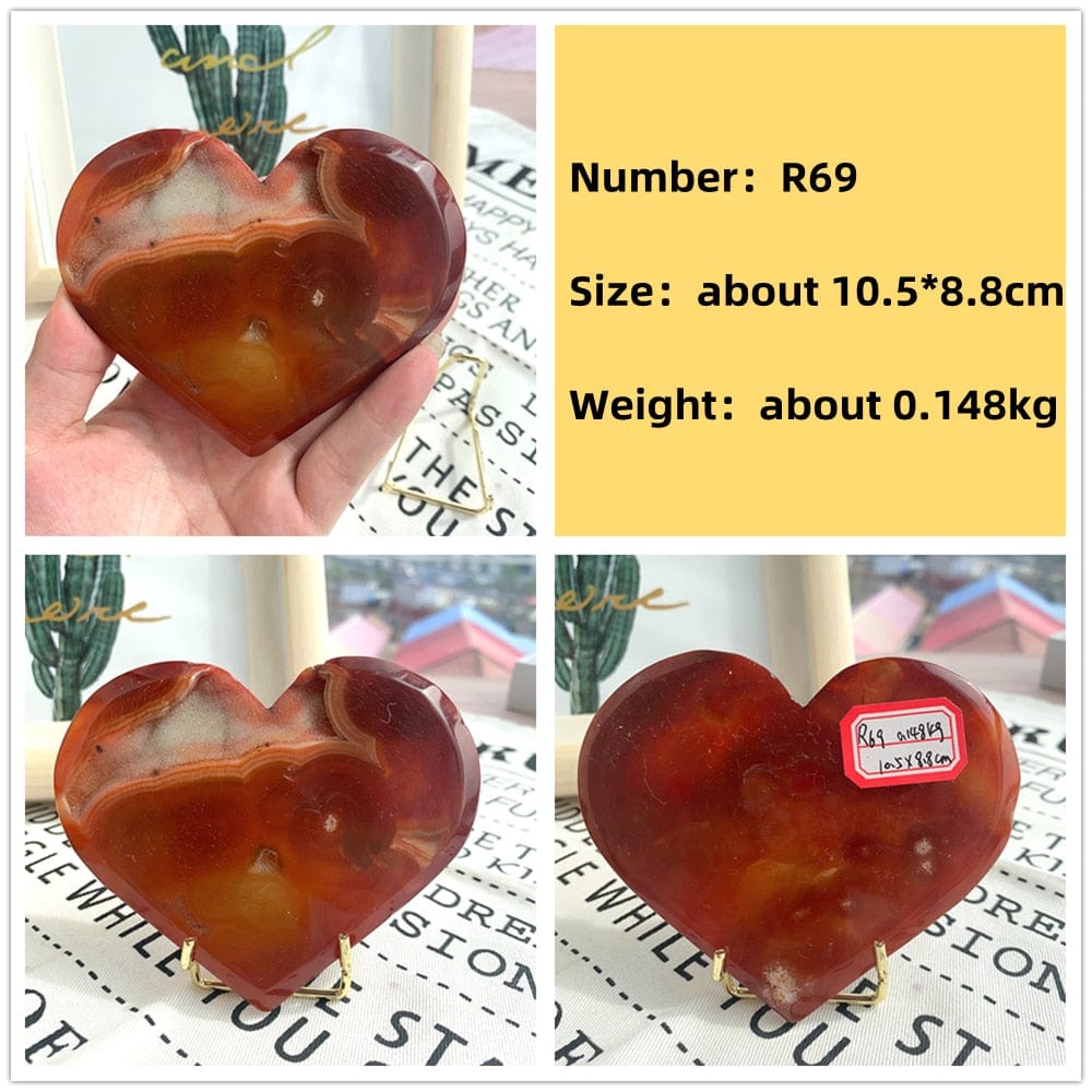 wickedafstore Crystal Carving R69 Natural Carnelian Stone Heart Carving