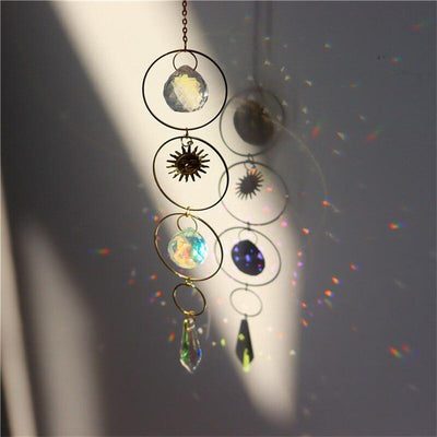 wickedafstore Crystal Windchime Ornament Star Moon Pendant Handmade Jewellery Garden Wind Chime Window Hanging Light Home Decor Women Gifts