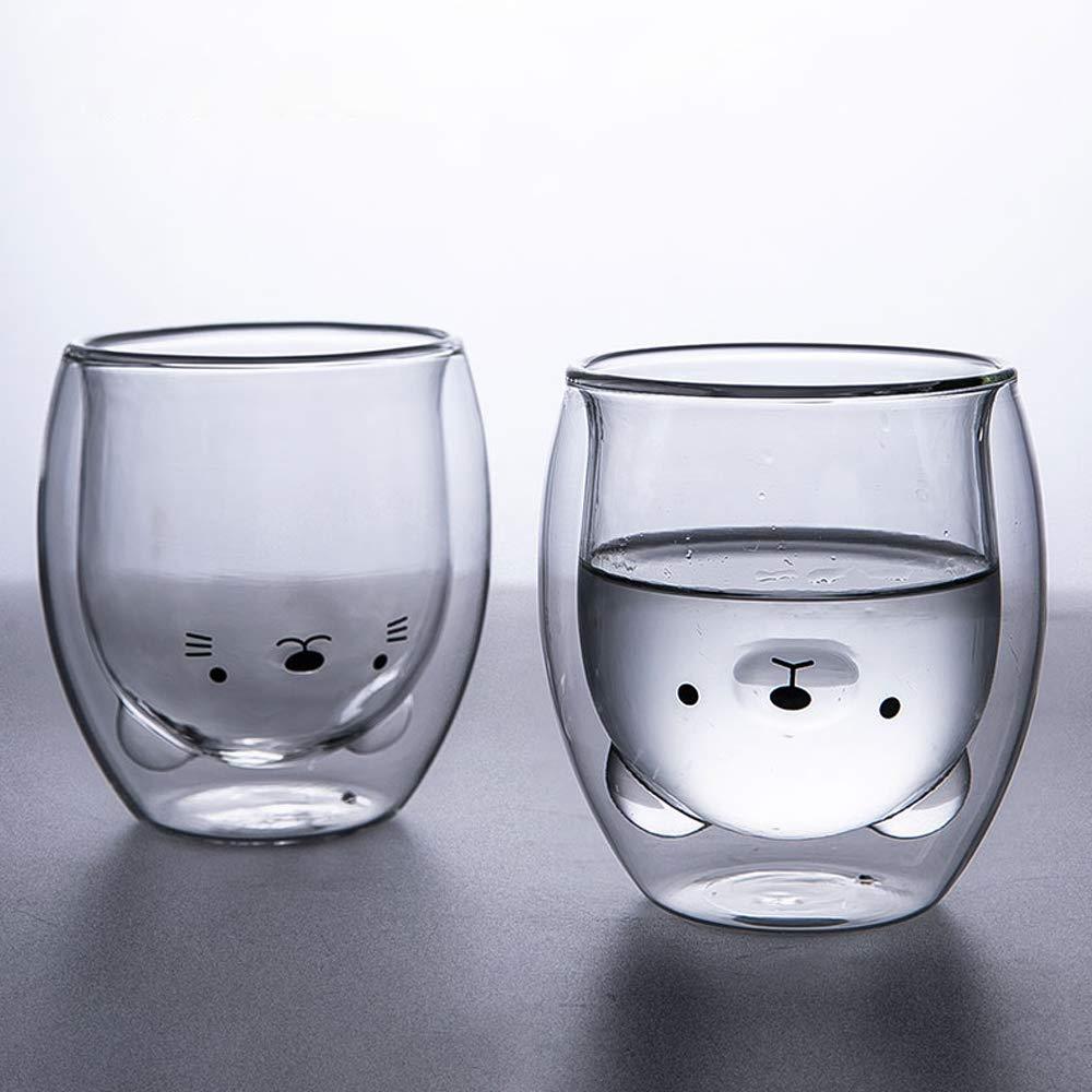 wickedafstore Cute Animals Double Glass Mug