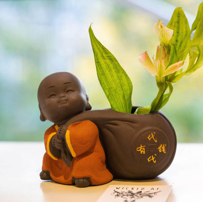 wickedafstore Cute Baby Buddha Flower Pot