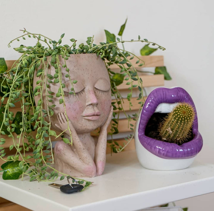 aimebby face flower pot head planter Cute Lady Planter