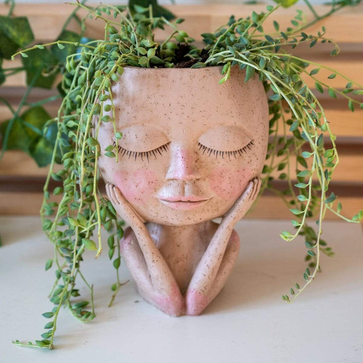 aimebby face flower pot head planter Cute Lady Planter