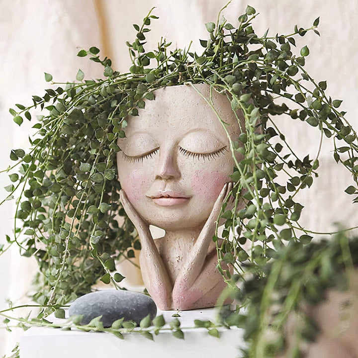 aimebby face flower pot head planter Cute Lady Planter