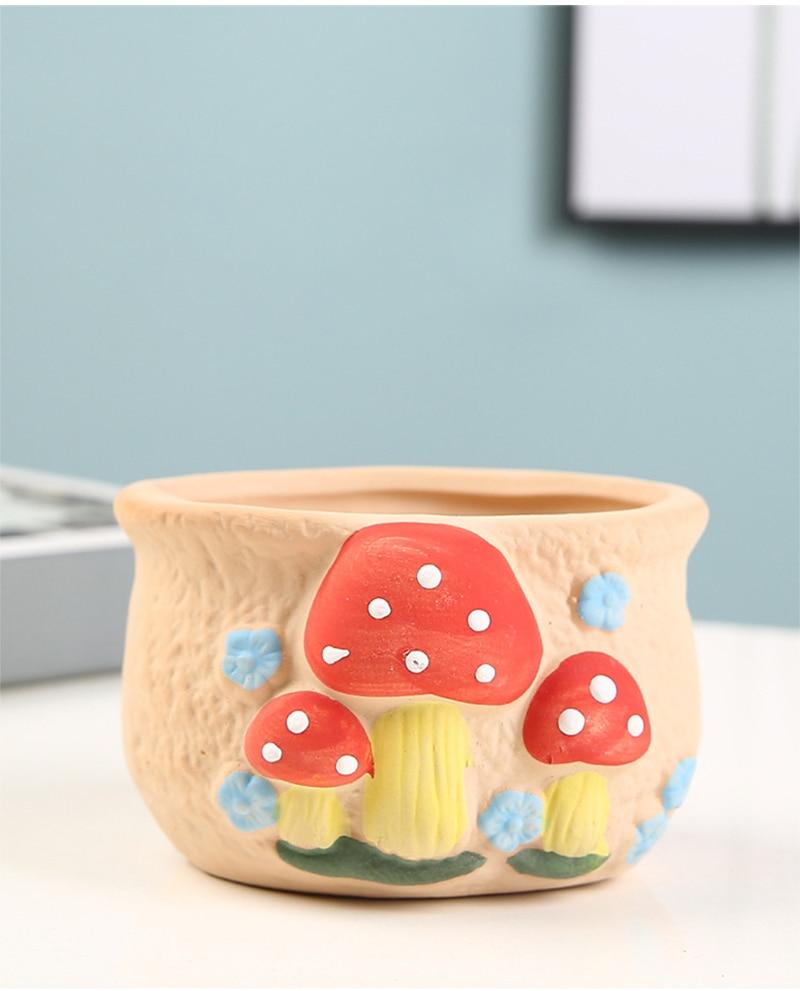 wickedafstore Cute Mushrooms Planter Pot