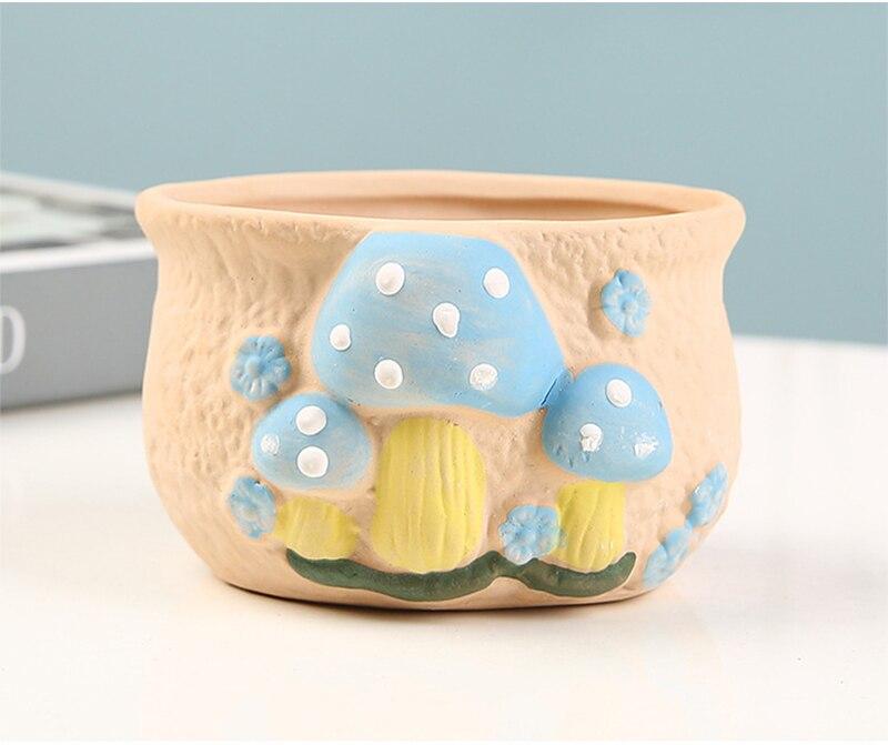 wickedafstore Cute Mushrooms Planter Pot