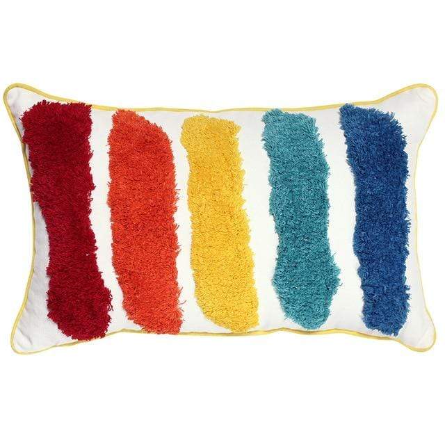 wickedafstore D 30x50cm Rainbow Embroidered Cushion Cover