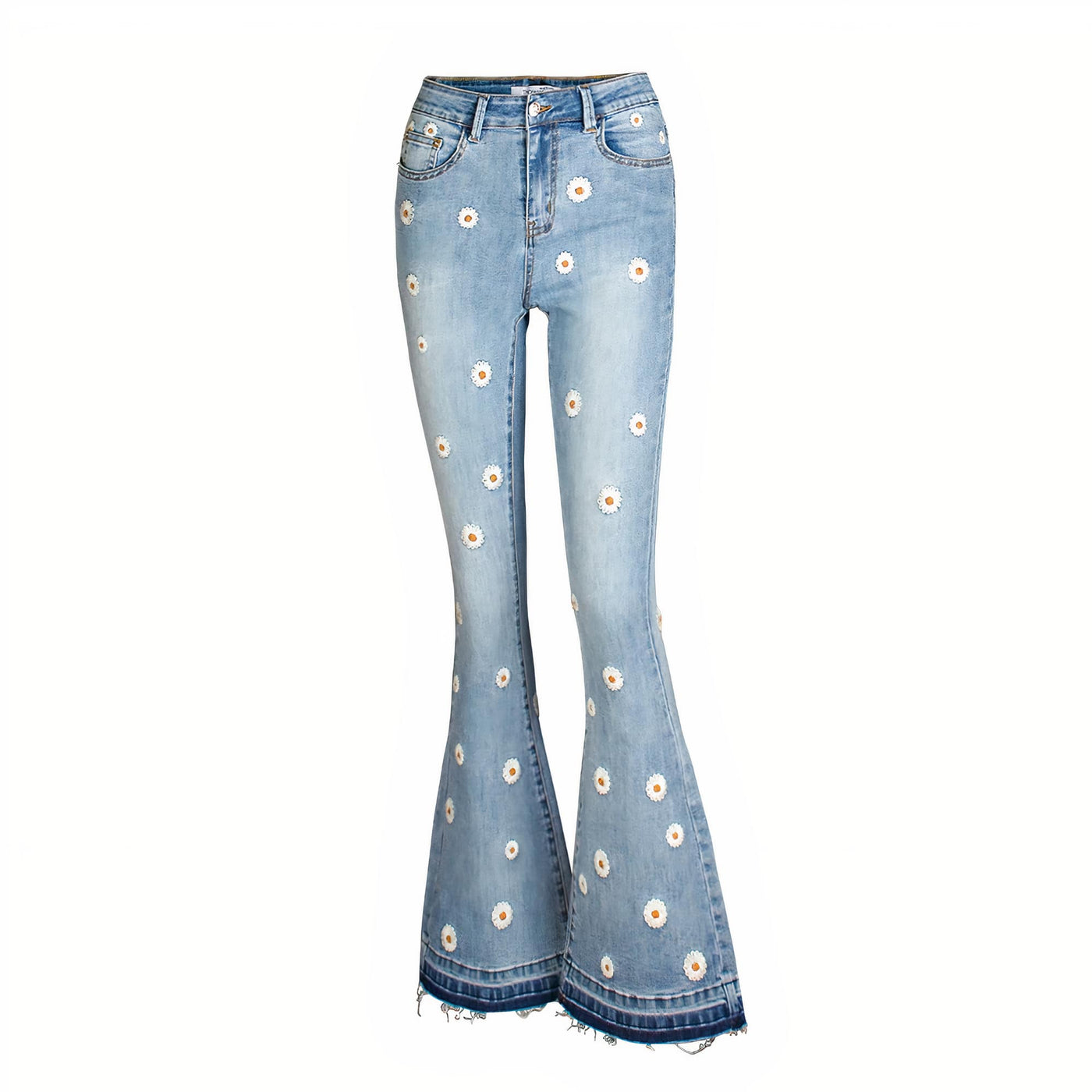 wickedafstore Daisies Embroidered Flare jeans