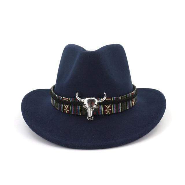 wickedafstore Dark Blue Western Bull Cowboy Hat