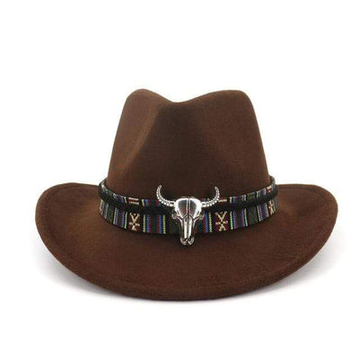 wickedafstore Dark Coffee Western Bull Cowboy Hat