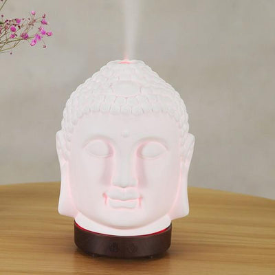wickedafstore Dark Wood Buddha Head Aromatherapy Lamp