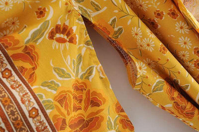 wickedafstore Demelza Yellow Floral Kimono
