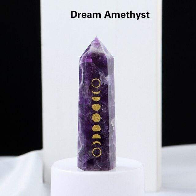 wickedafstore Dream Amethyst / 8-9cm/3.1"-3.5" Moon Phases Natural Crystal Wands