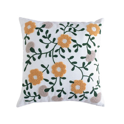wickedafstore Embroidery Floral Garden Cushion Cover