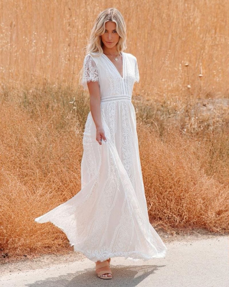 wickedafstore Emersyn Boho Maxi Dress White M