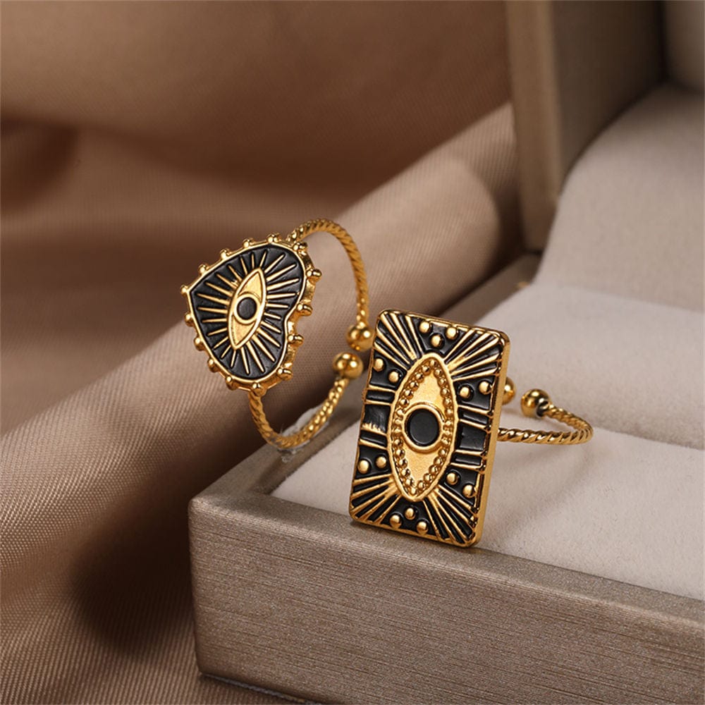 wickedafstore Engraved Evil Eye Protection Ring