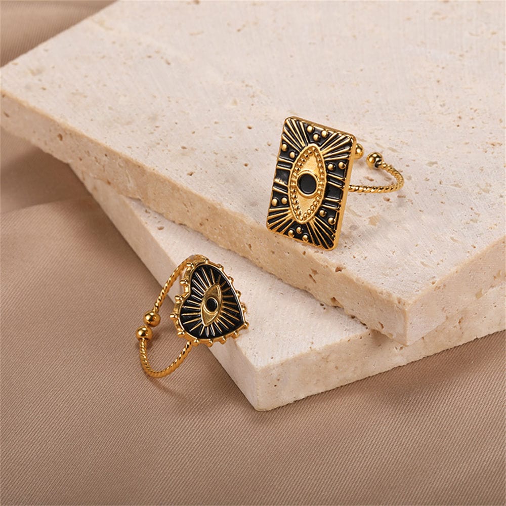 wickedafstore Engraved Evil Eye Protection Ring