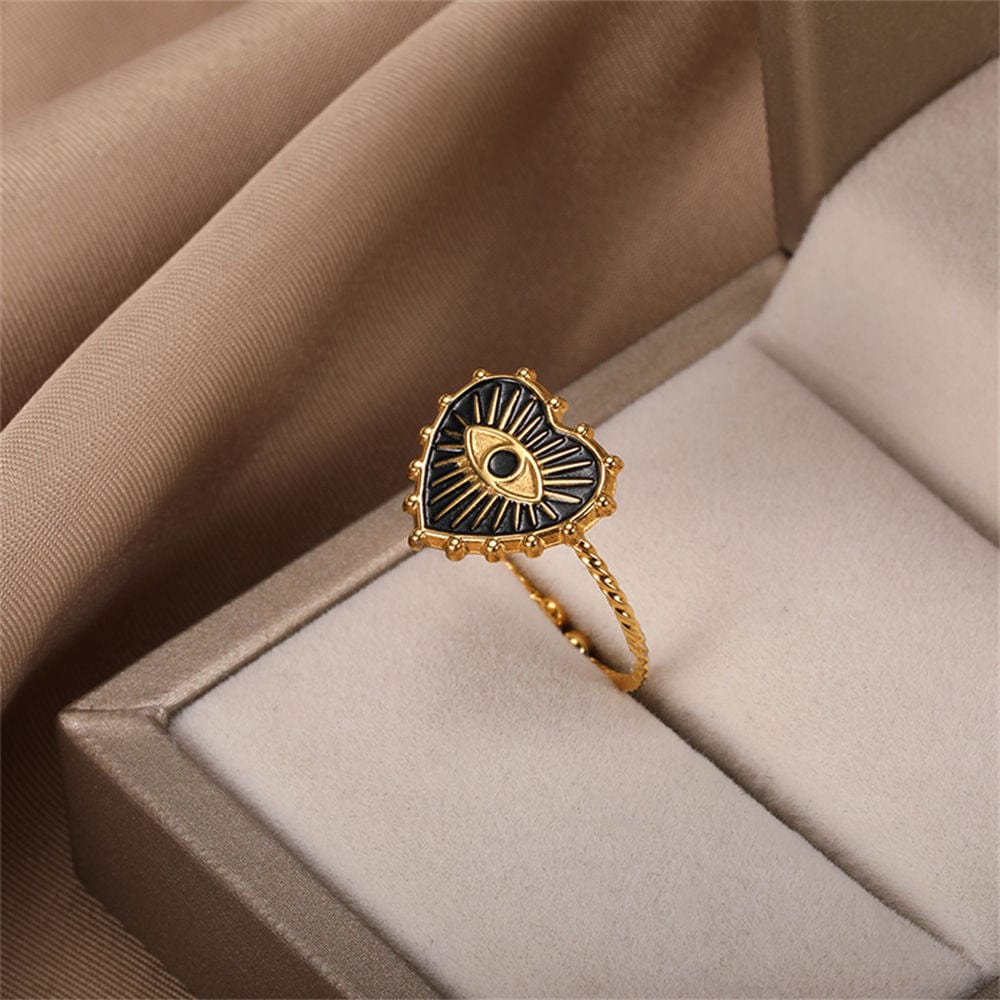 wickedafstore Engraved Evil Eye Protection Ring