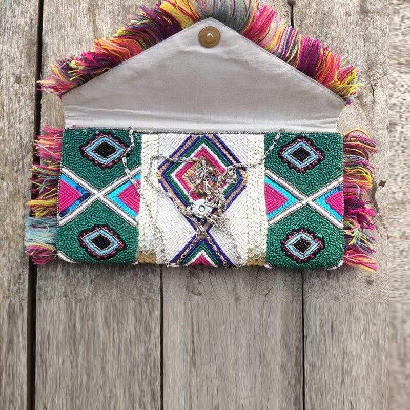 wickedafstore Ethnic Embroidery Clutch Bag