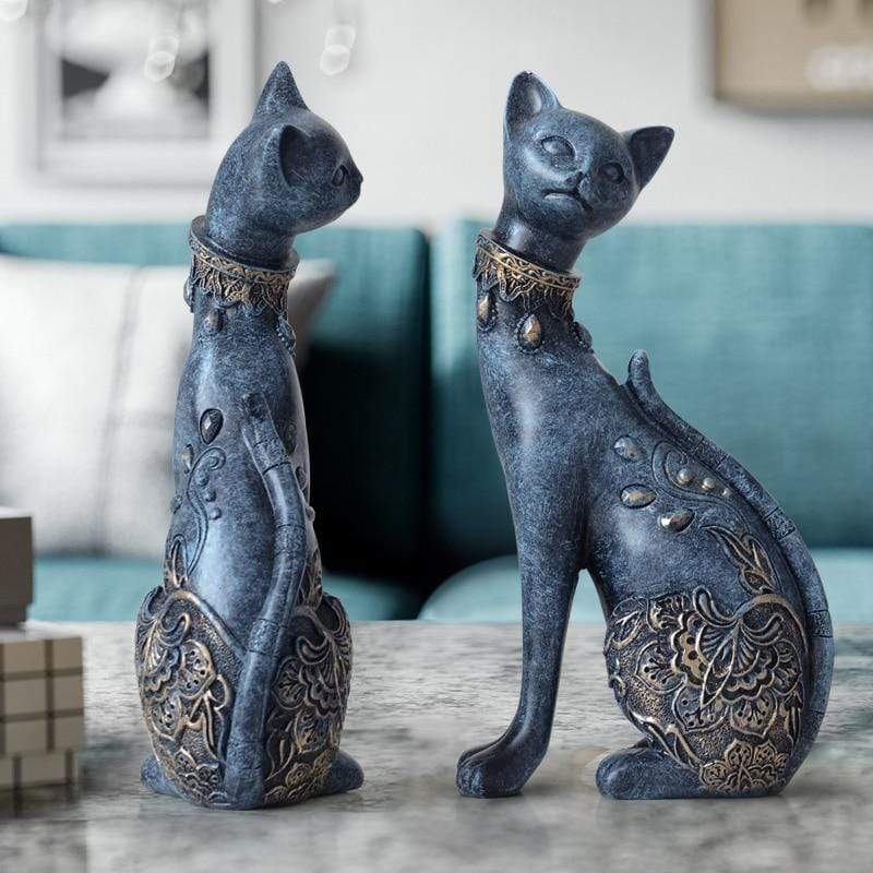 wickedafstore European Cute Resin Cat Figurines Home Decoration Creative Wedding Gift Crafts Animal Statues Home Room Table Sculptures Decor