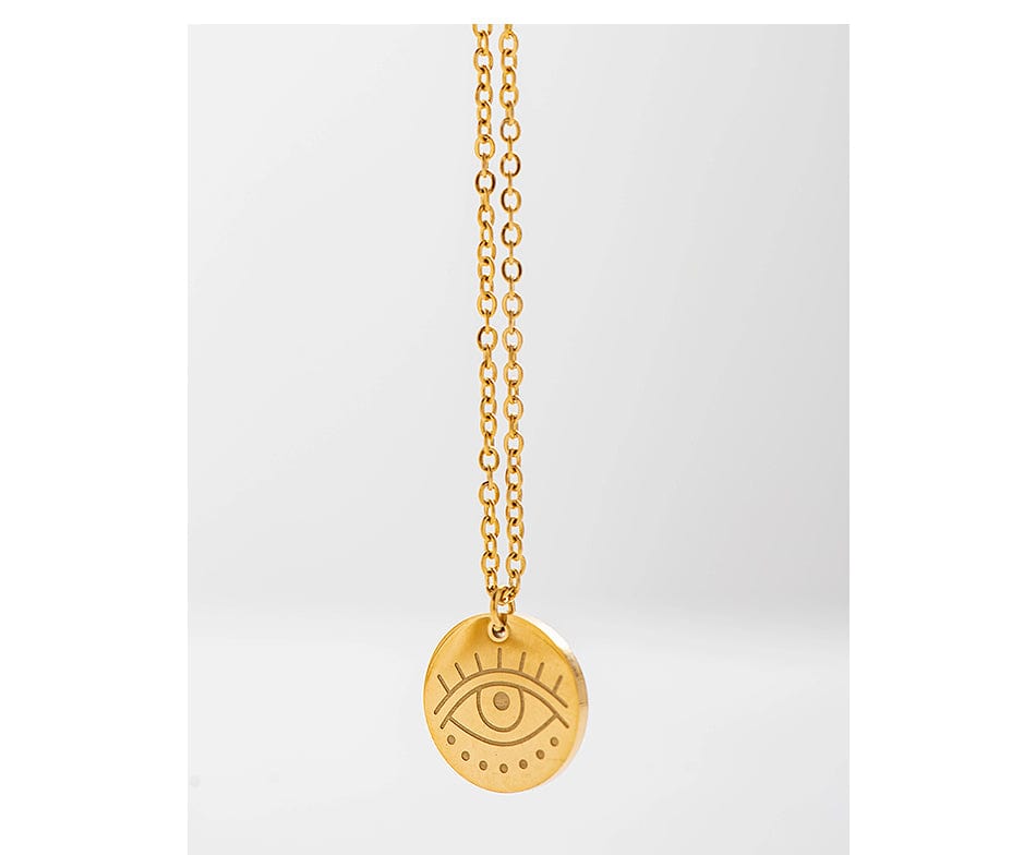wickedafstore Evil Eye Gold Pendant Necklace