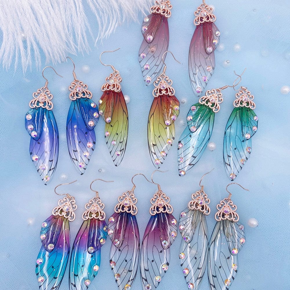 wickedafstore Fairy Wings Earrings Colorful Edition