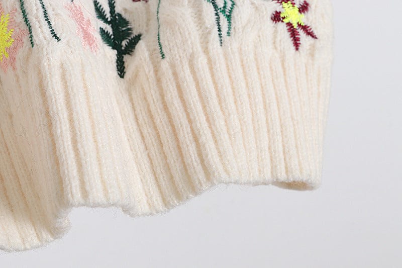 wickedafstore Floral Embroidered Sweater