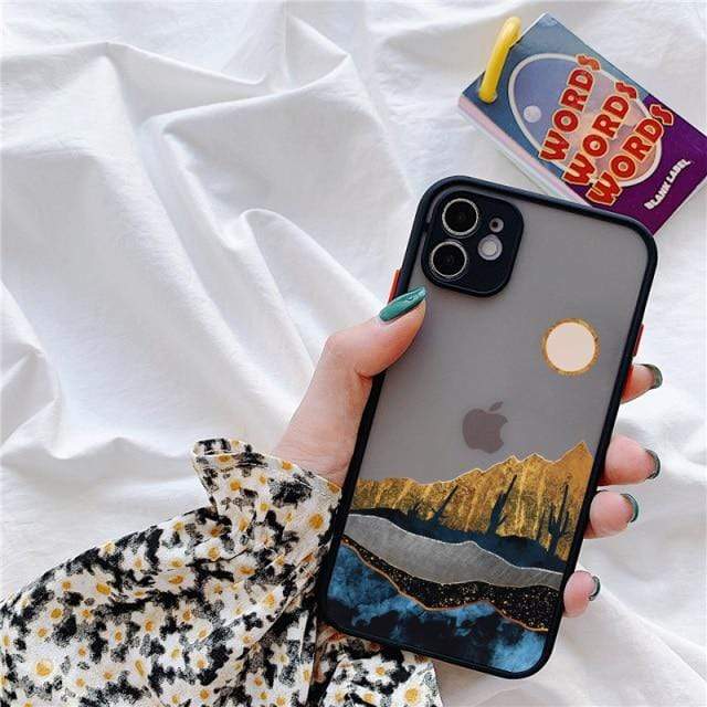 wickedafstore for iphone 11 pro / black Scenery 3 Hand Painted Landscape Phone Case