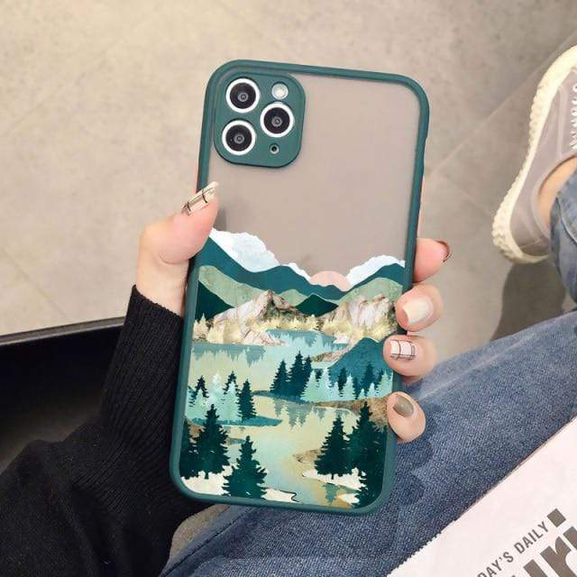 wickedafstore for iphone X / green Scenery 6 Hand Painted Landscape Phone Case