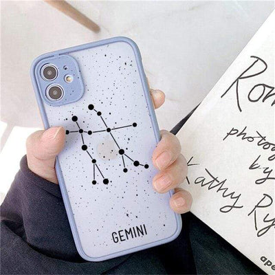 wickedafstore for SE 2020 / greyblue GEMIMI Twelve Constellations Phone Cases For iPhone X XR XS Max Case For iPhone 8 6s 7 Plus SE 2020 11 12 Pro Max Mini Hard Back Cover