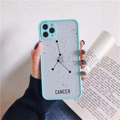 wickedafstore for SE 2020 / mint CANCER Twelve Constellations Phone Cases For iPhone X XR XS Max Case For iPhone 8 6s 7 Plus SE 2020 11 12 Pro Max Mini Hard Back Cover