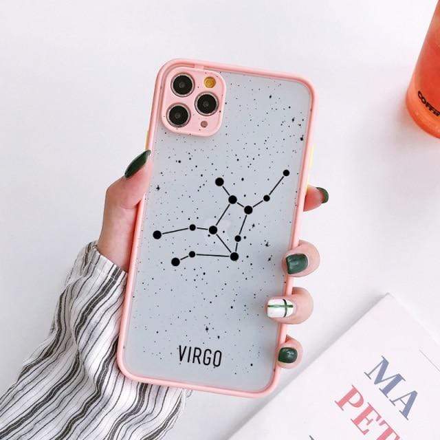 wickedafstore for SE 2020 / pink VIRGO Twelve Constellations Phone Cases For iPhone X XR XS Max Case For iPhone 8 6s 7 Plus SE 2020 11 12 Pro Max Mini Hard Back Cover
