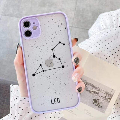 wickedafstore for SE 2020 / purple LEO Twelve Constellations Phone Cases For iPhone X XR XS Max Case For iPhone 8 6s 7 Plus SE 2020 11 12 Pro Max Mini Hard Back Cover